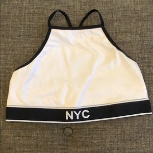 Forever21 black and white sports bra crop top